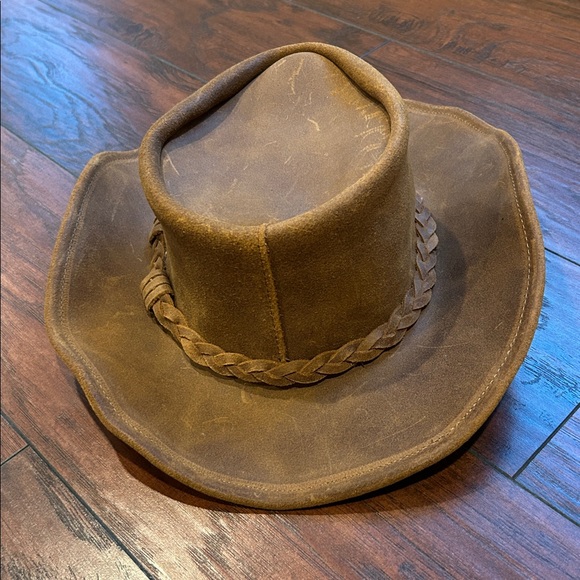 Minnetonka Brown Leather Outback Hat - Picture 4 of 8